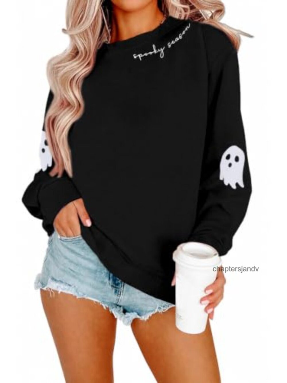 Spooky Season Ghost Graphic Sweatshirt Crewneck Pullover Halloween